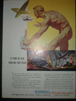 1943 Future Airplane Futuristic Helicopter Wwii Vtg Mcdonnell Trade Art Print Ad