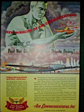 1944 Future Airplane Futuristic Plane Wwii Vtg Air Communications Art Print Ad