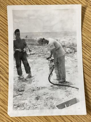 WWII Jackhammer Construction @ US Air Base on Tinian Island Navy Sailor ' s Photo 2