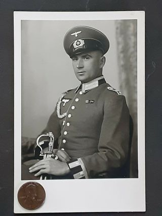 Ww2 Wehrmacht / German Army,  Master Sergeant Portrait Photo,  Sabre Hat