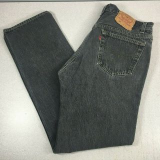 Vintage Levis 501 Button Fly Made In Usa Black Denim Jeans Mens 32x30 Measured