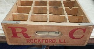 Vintage Rc Royal Crown Cola Wood Soda Pop Bottle Crate Rockford Il