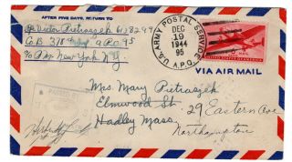 Wwii Dec 1944 95th Infantry Division Cover Apo 95 France Censored