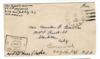 Wwii July 1943 3rd Infantry Division Cover Apo 790 Tunisia Censored 7th Infantry