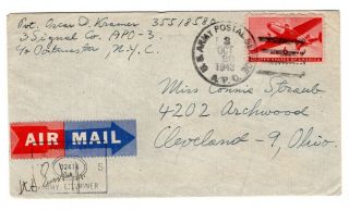 Wwii Oct 1943 3rd Infantry Division Cover Apo 3 Sicily Censored