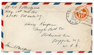 Wwii 1944 1st Infantry Division Cover Apo 1 England Censored Lt Col