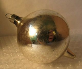 Vintage Coby? Silver Ribbed Icicle Glass Christmas Ornament 4 "