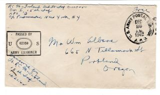 Wwii Dec 1942 3rd Infantry Division Cover Apo 3 Morocco 15th Infantry Censored