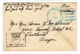 Wwii March 1943 3rd Infantry Division Cover Apo 3 Morocco 7th Infantry Censored