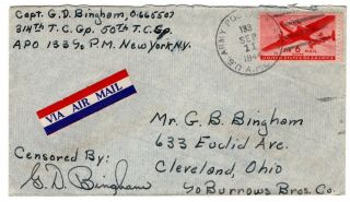 Wwii 1944 314th Troop Carrier Group Airborne Cover Apo 133 England Censored