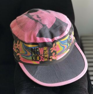 Kids On The Block Neon Pink Painters Cap Vintage Hat 1990 Made In Usa Vtg