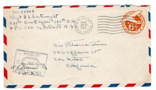 Wwii 484th Bomb Group 15th Aaf Cover Apo 520 Italy Censored
