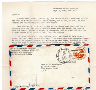 Wwii 43rd Division Cover,  Letter Apo 43 Solomon Islands Censored