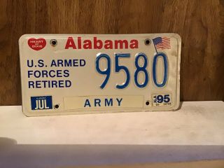 1995 Alabama U.  S.  Armed Forces Retired License Plate