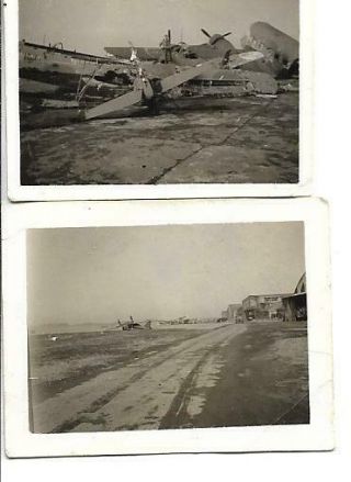 Wwii Tokorazawa Japan Airfield & Wrecked Airplanes Snapshot Photos Us Soldier