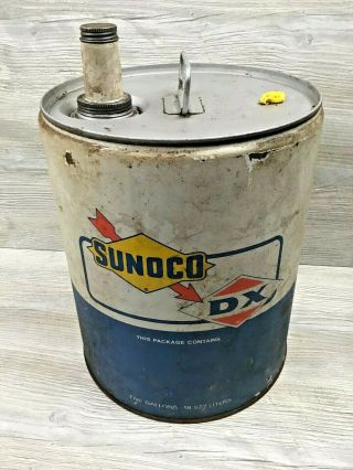 Vintage Sunoco Dx Sun Oil Company 5 Gallon Metal Can Empty 1