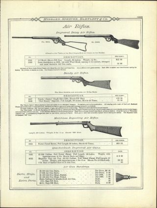 1895 Paper Ad Improved Daisy Dandy Air Rifle Bb Gun Quackenbush Rare Flobert