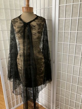 Antique Black Lace Veil,  Shawl,  Clothing