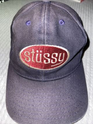 Vintage Stussy Logo Snapback Hat Cap Made In Usa Blue