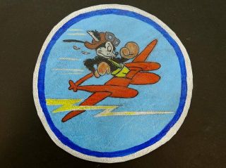 Wwii Us Army Air Force Fighter Squadron Patch On Canvas P - 38