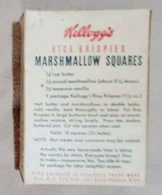 Vintage 1940s Single Serving Kellogg ' s Rice Krispies cereal box 2