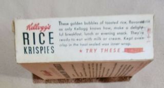Vintage 1940s Single Serving Kellogg ' s Rice Krispies cereal box 3