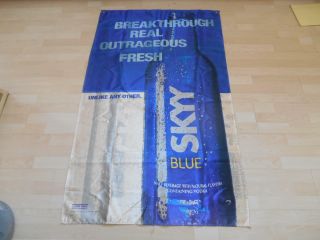 2002 Sky Blue Malt Beverage Advertising Sign Banner Flag Vodka Distillery