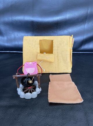 Sylvanian Families Tomy Vintage Camping Set With Tent & Accessories— Rare Htf
