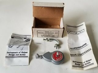 Vintage Omicron Beam Compass Set Model 13 Brochure & Extra Pins