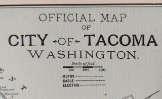 Vintage 1900 Tacoma Washington Map 11 " X14 " Old Antique Vashon Island