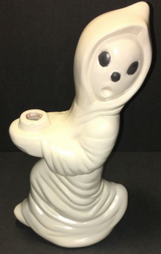 Vintage Halloween Byron Molds 1972 Ceramic Ghost Holding A Candle Light Collect