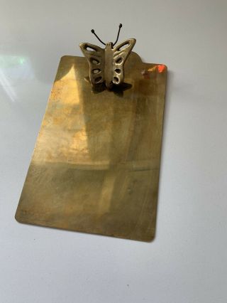 Vintage Brass Desk Clipboard Butterfly Clip Board 7.  5x4.  5
