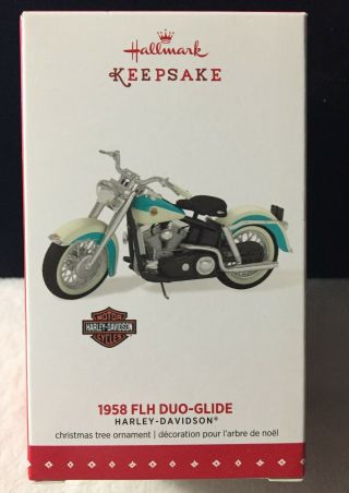 Signed Hallmark 2015 Keepsake 1958 Flh Duo - Glide Harley Davidson Motorcycle