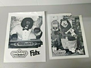 Vtg 1980s Showbiz Pizza Place Billy Bob Fatz Rare Black And White Promo Posters
