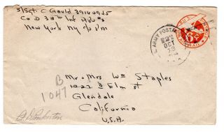 Wwii 1944 2nd Infantry Division Cover Apo 2 Belgium Censored