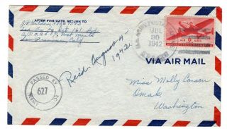 Wwii July 1942 Apo 25 Cover Hawaii Provisional Censor 25th Division