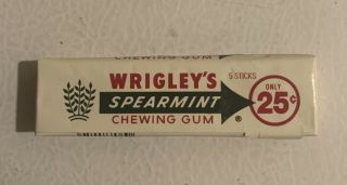 Vintage 1970s Wrigley’s Spearmint Gum 25 Cents Nos Full