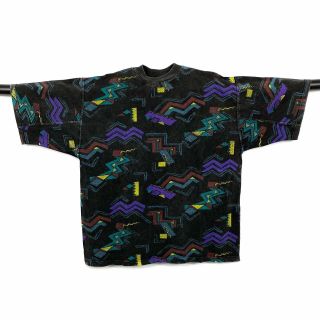 Deadstock Vintage 90’s Crazy Abstract Fresh Prince Patterned Faded T - Shirt Xl