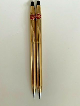 Vintage Hfc Logo Cross Pen & Pencil 1/20 12kt Gold Filled Set