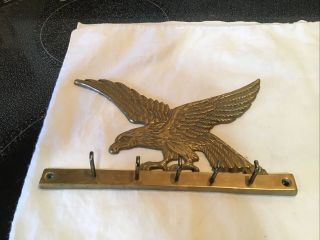 Vintage Solid Brass Eagle Key Holder Wall Mount Tawian 5 Hooks