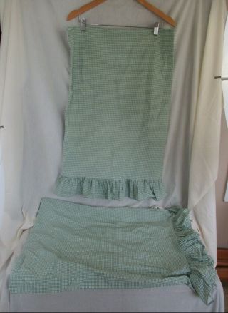 2 Vtg Ralph Lauren Standard Pillowcases Green White Check Ruffle Edge Cotton Usa