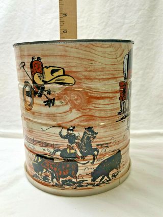 Hills Bros Coffee Tin Can Cattle Drive Rangler Cook Wagon 2 Lid Vintage Rare