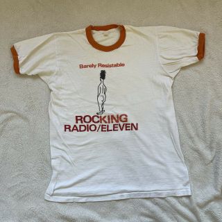 Vintage 70s/80s Made In Usa Rocking Radio Eleven White Ringer T - Shirt Size M