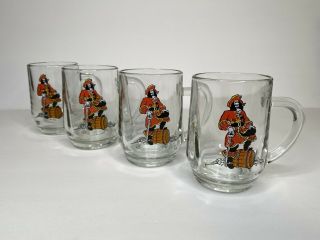 Vintage Set Of 4 Captain Morgan Rum & Coca Cola Clear Glass Beer Mug Cup 4 1/2 "