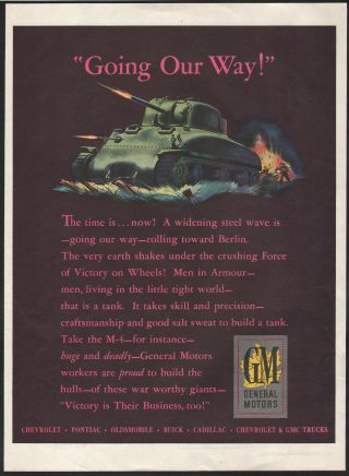 1944 Canadian General Motors Print Ad M - 4 Tank Wwii
