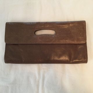 Hobo International Katrina Brown Vintage Hide Leather Clutch Bag Cut Out Flap