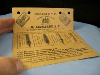 Antique Dip Pen Nib Nibs Plume Pluma Feder Salesmans Shop Display Card Leonardt