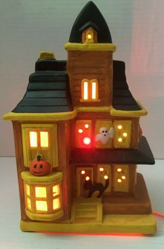 Halloween Haunted House Light Up Ceramic Ghost Black Cat Pumpkin On/off Switch