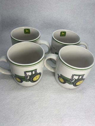 Set Of 4 John Deere Tractor Coffee Mugs Cups Gibson Country Farm Green