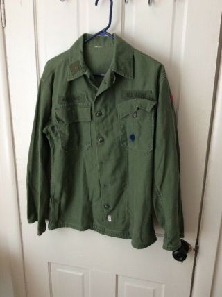 Olive Green Us Army Field Shirt Wwii Korean War Era With Patches,  Name,  Fourth